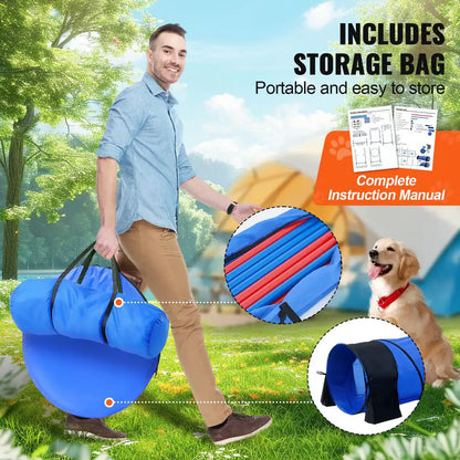Professional Dog Agility Training Equipment - Adjustable High Hurdles and Complete Puppy Obstacle Course Kit with 3 Bags and 7 Pieces