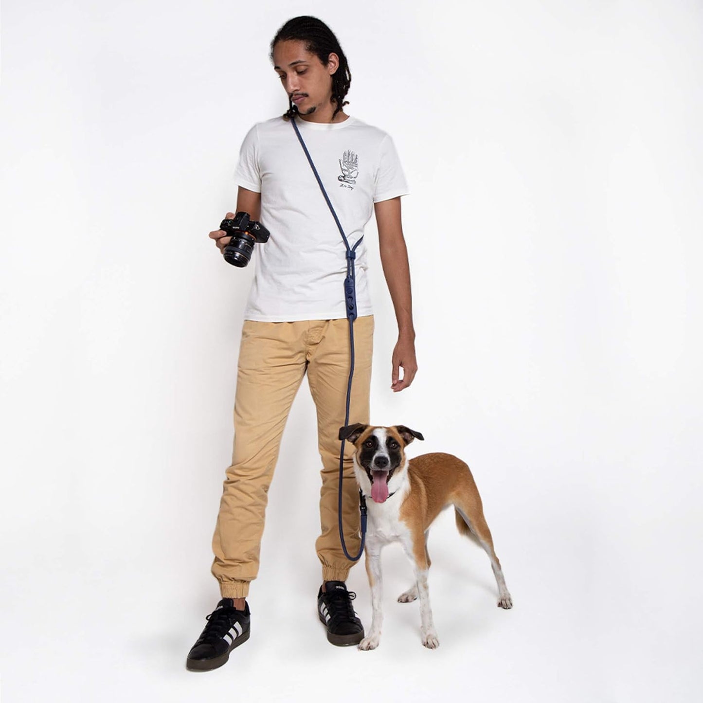 Deep Blue 4-in-1 Versatile Hands-Free Dog Leash - Adjustable for Crossbody, Waist, Extended Length, or Tether Use - Chic, Lightweight, and Comfortable for Daily Walks