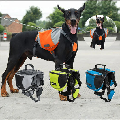 Oxford Fabric Waterproof Outdoor Dog Backpack with Double Snack Bags - Reflective Tactical Saddle Bag for Medium to Large Dogs